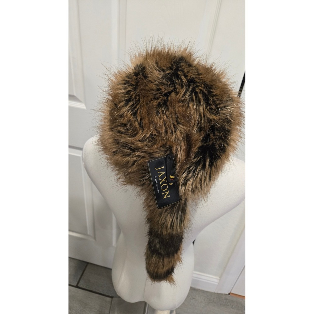Jaxon Crockett Coonskin Faux Fur Hat Brown Frontier Style Medium New